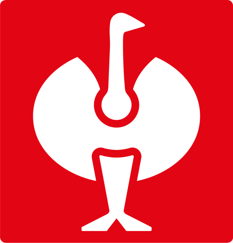 Bauarbeiter-Schild mit Strauss-Logo für Sicherheitskennzeichnung.