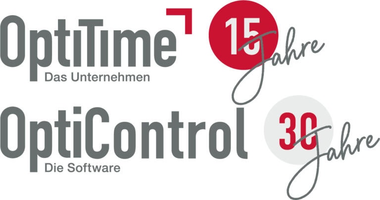 Logo der BVMB mit 15-jährigem Jubiläum und OptiTime, OptiControl.